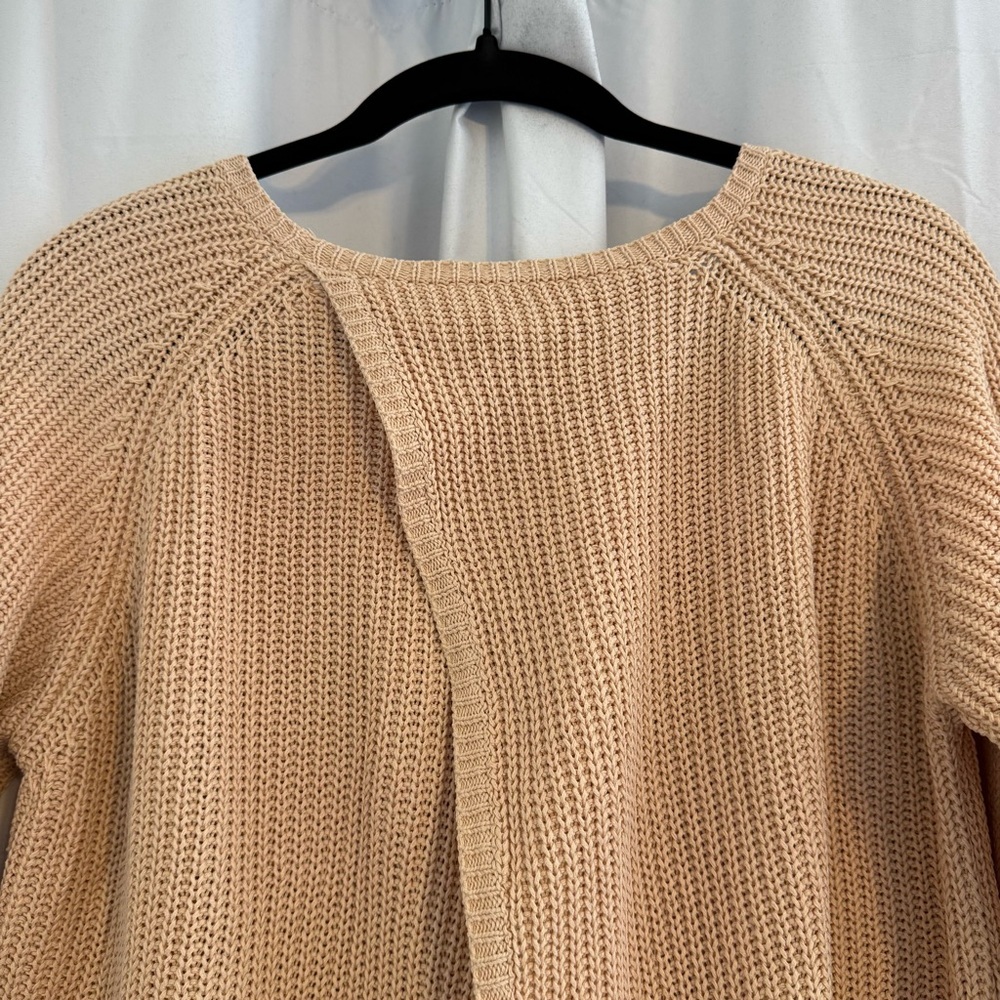 525 America Beige Cotton Tunic Sweater Split Back Medium - Picture 9 of 12